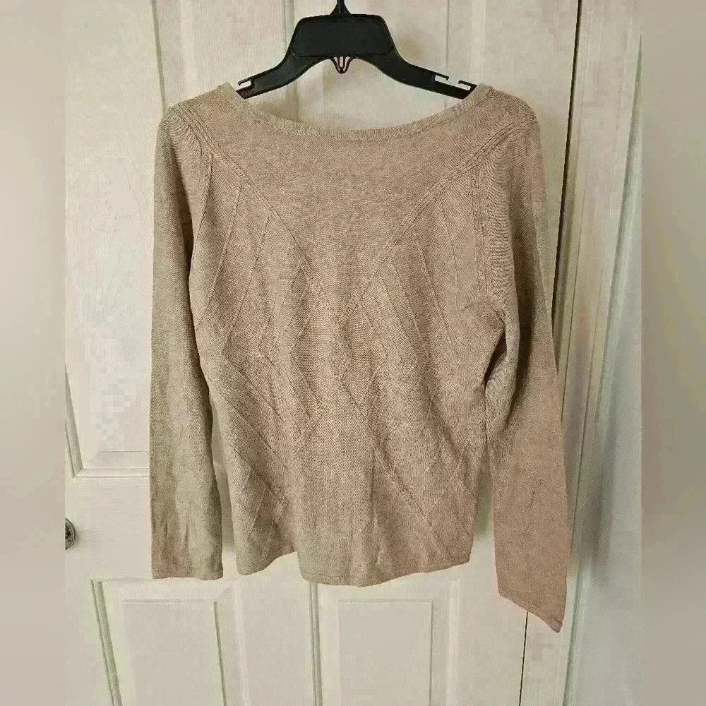 Carlisle Collection V Neck Back Cotton Cashmere Sweater Size M